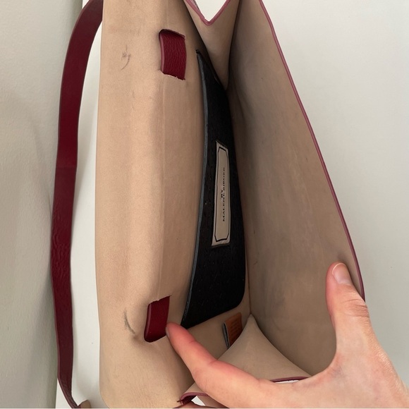 By Malene Birger Crossbody Bag purse red leather envelope medium solid designer - Picture 7 of 15
